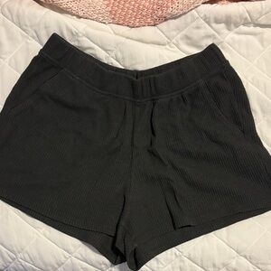 Aerie High Waist Black Ribbed Shorts